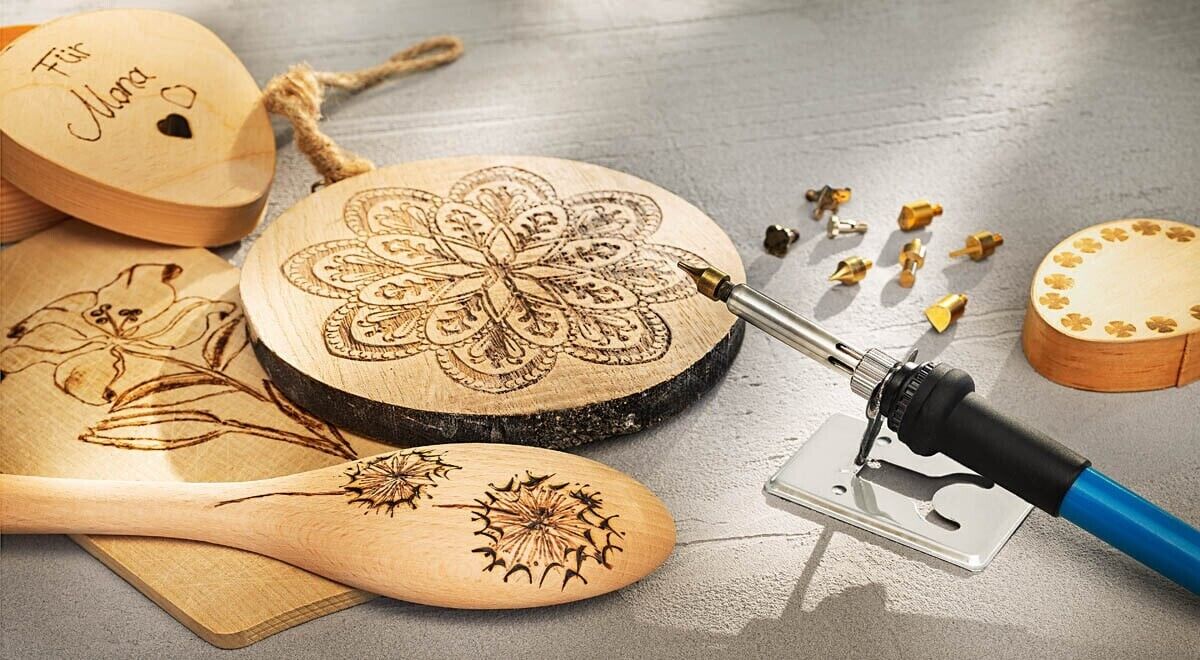 Brandmalerei mit Zubehör, 35 Stück