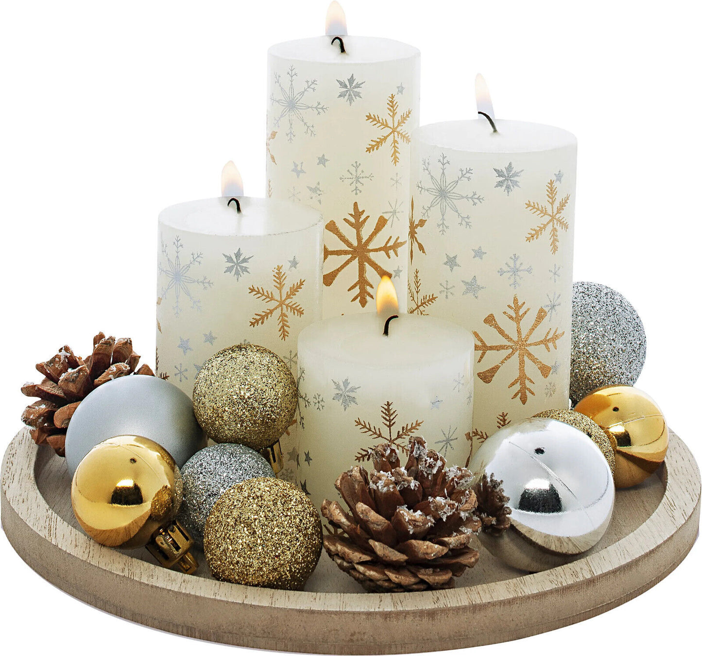 Kerzenset White Christmas Deko Advent Kerzen Weihnachten Dekoration Adventskranz