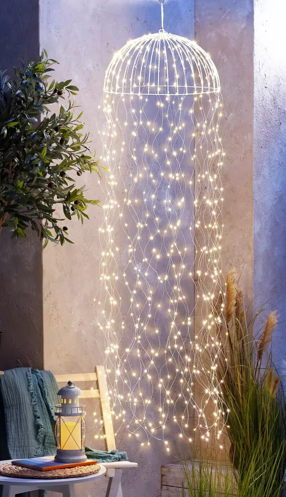 LED Hängedeko Medusa 720 warmweiße LEDs Quallen Lichter Lampe 140 cm