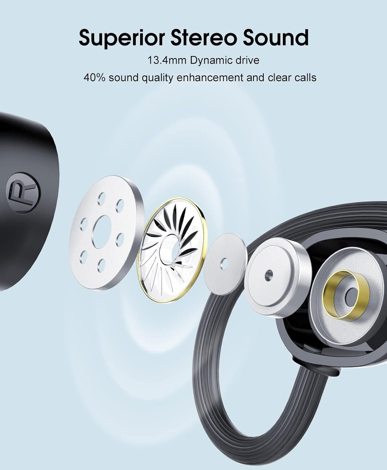 Bluetooth Kopfhörer Sport, Kopfhörer Kabellos Bluetooth 5.3 mit HD Mic, 120 Std.