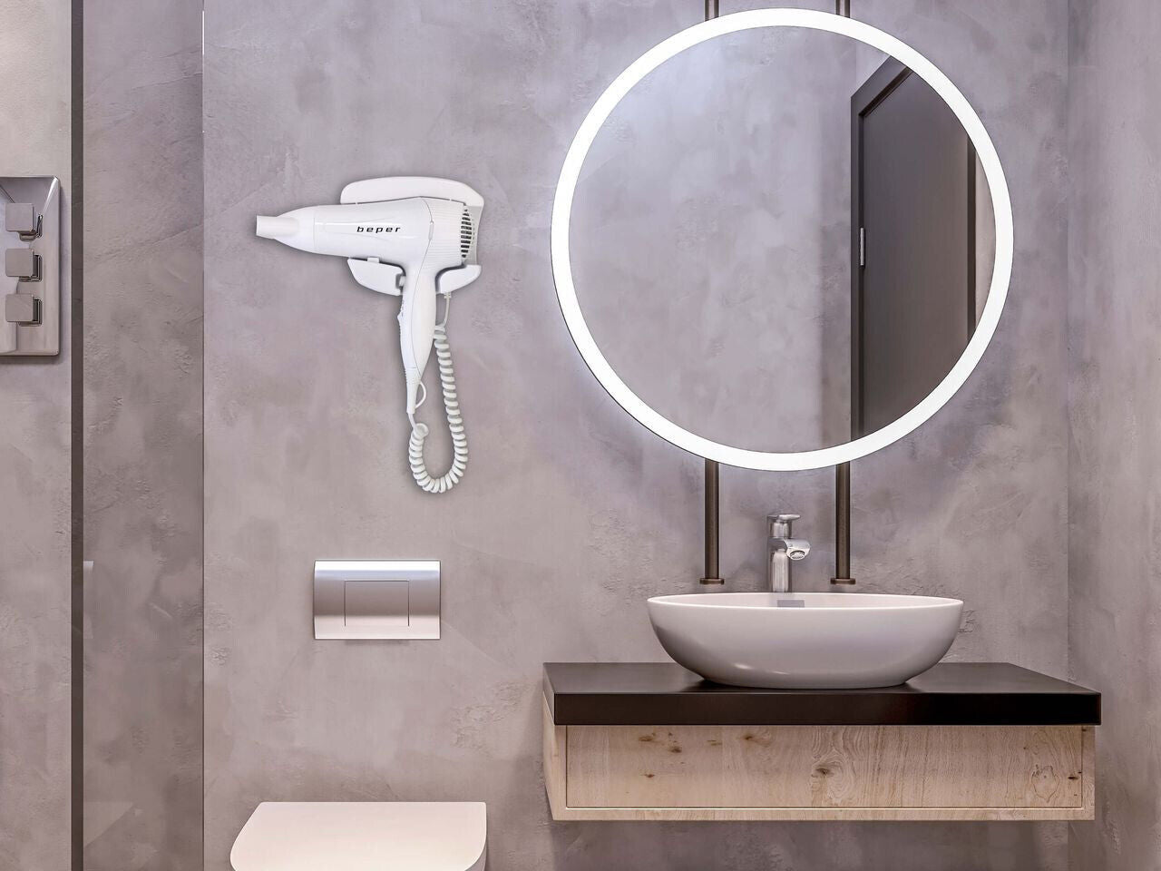 Beper 40.490 Wandhaartrockner Föhn in Profiqualität 2000 W Hotelfön Haartrockner