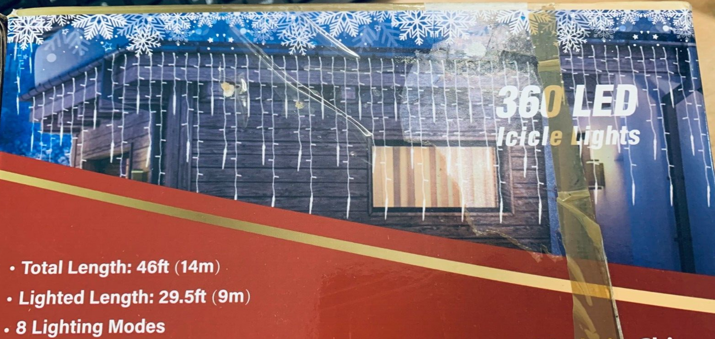 Weihnachtsbeleuchtung im Freien - 9M 360 LED mehrfarbige und warmweiße Eiszapfen