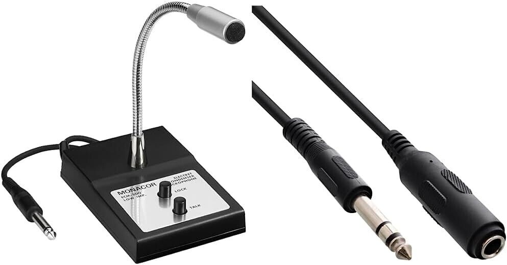 MONACOR 230280 ECM-200 Tisch-Mikrofon mit Schwanenhals & InLine 99935A Klinkenve