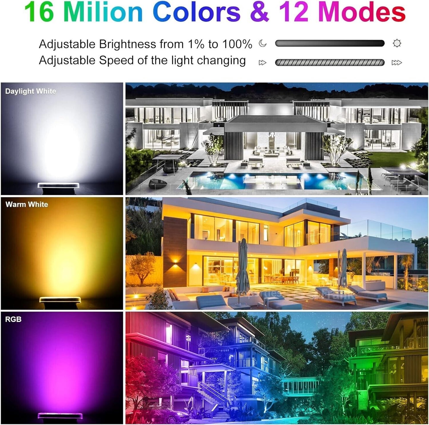 4x RGB Gartenleuchte mit Erdspieß, Gartenstrahler