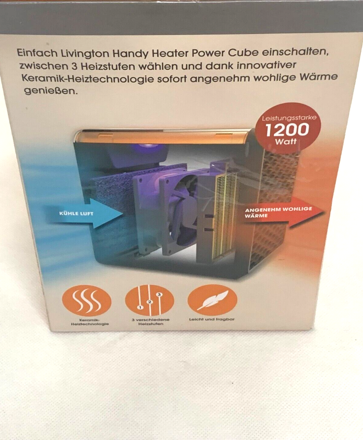 Livington Handy Heater Power Cube tragbare Mini-Keramikheizung