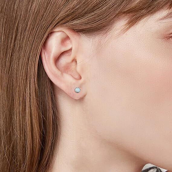 JeryWe G23 Titan Opal Ohrstecker für Damen Mädchen Implantat Grade Opal 3mm