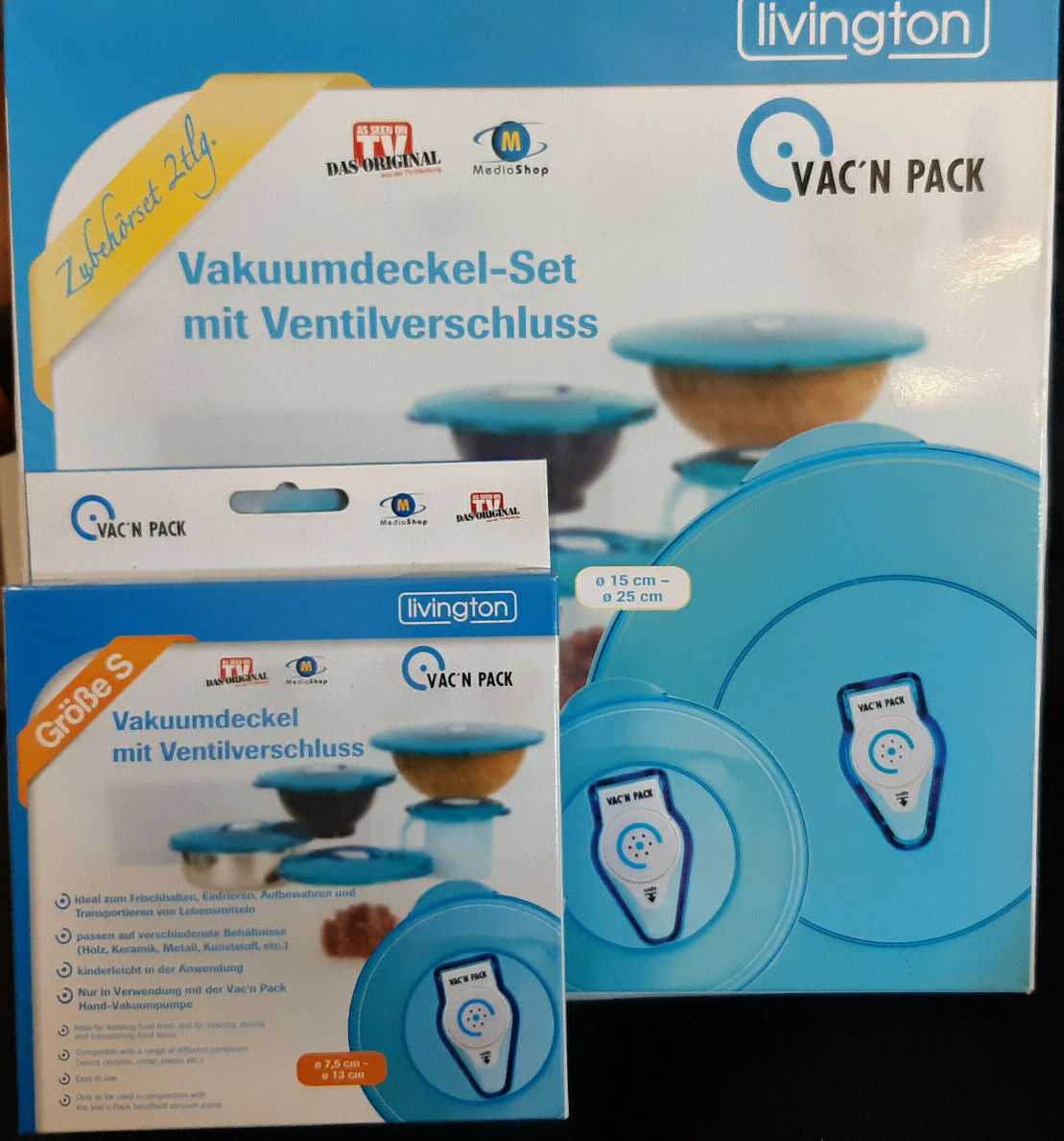 Livington Vakuumdeckel mit Ventilverschluss 2 Stück in verschiedenen Größen