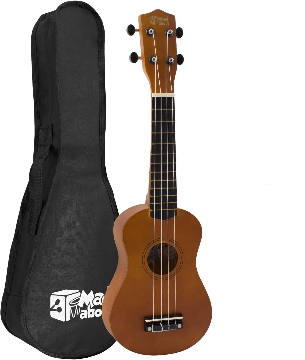 Mad About SU8-LH-NT Sopran-Ukulele für Linkshänder - Natur - mit Tasche, Filzpic