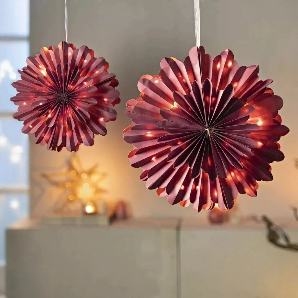LED Hängedeko Schneeflocke Berry Farbe XL Ø 42,5 cm Papier Dekoration