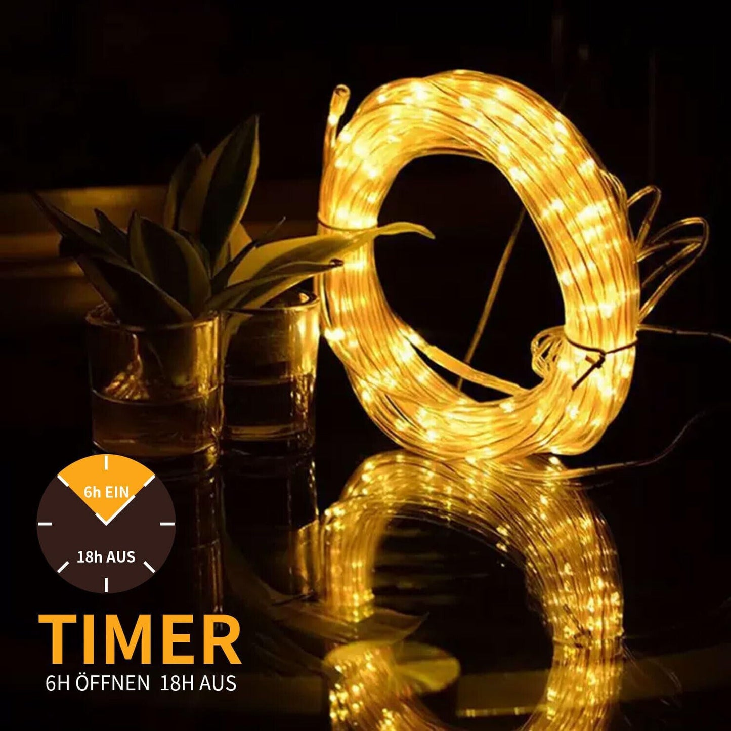 400LED 20M Lichterschlauch Aussen, Lichterkette mit Strom, Led Schlauch 8 Modi
