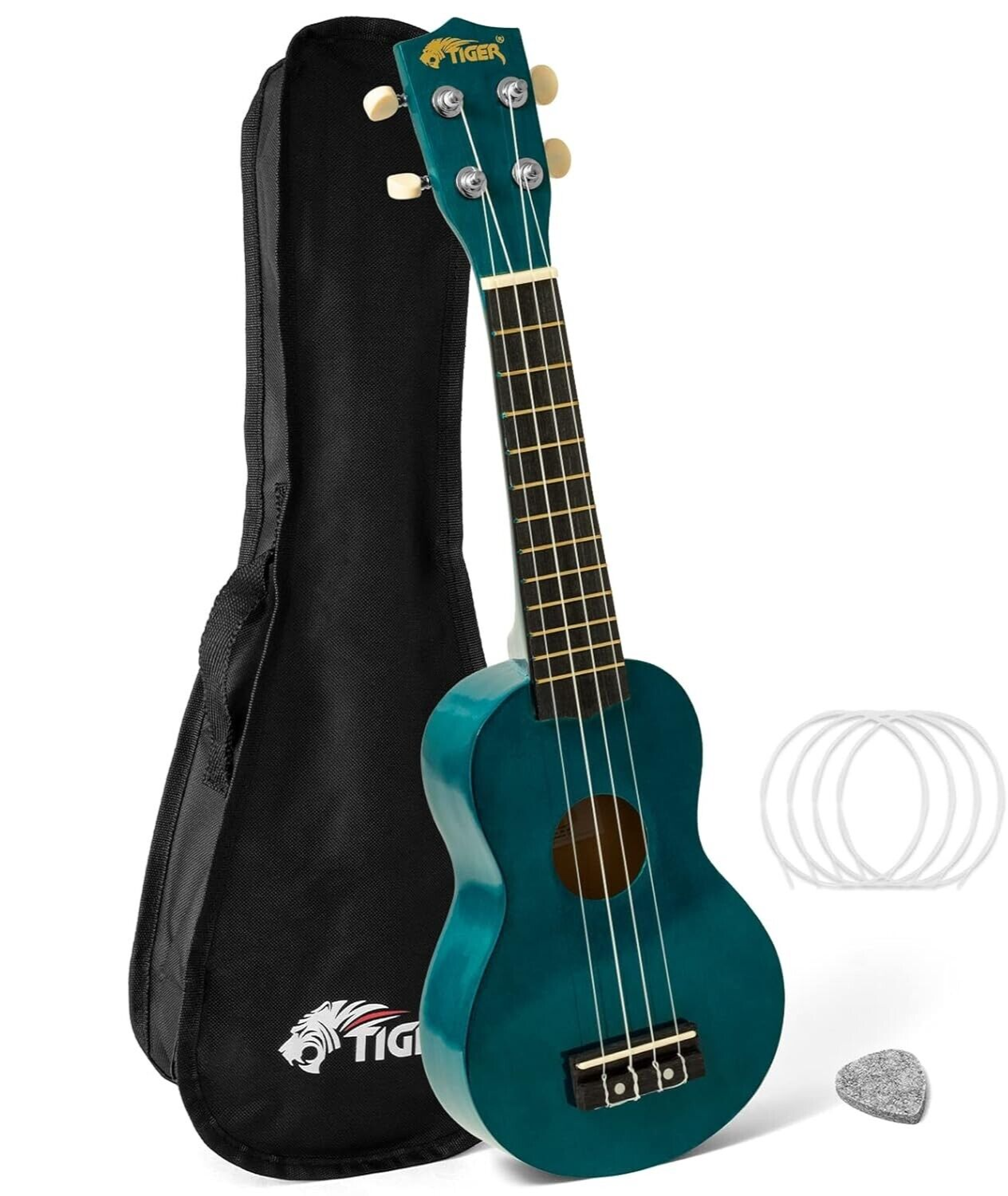 TIGER Sopran-Ukulele mit Tragetasche blaugrün