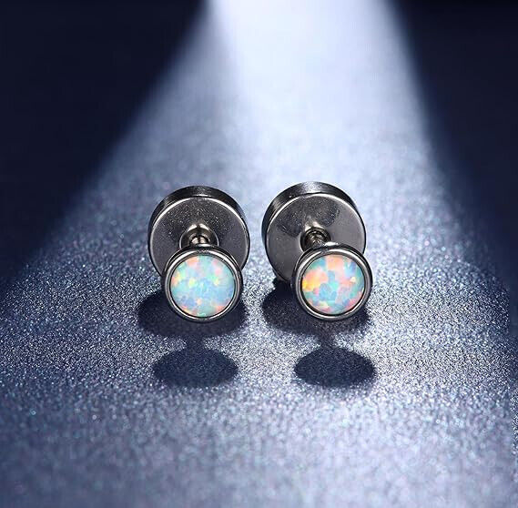 JeryWe G23 Titan Opal Ohrstecker für Damen Mädchen Implantat Grade Opal 3mm