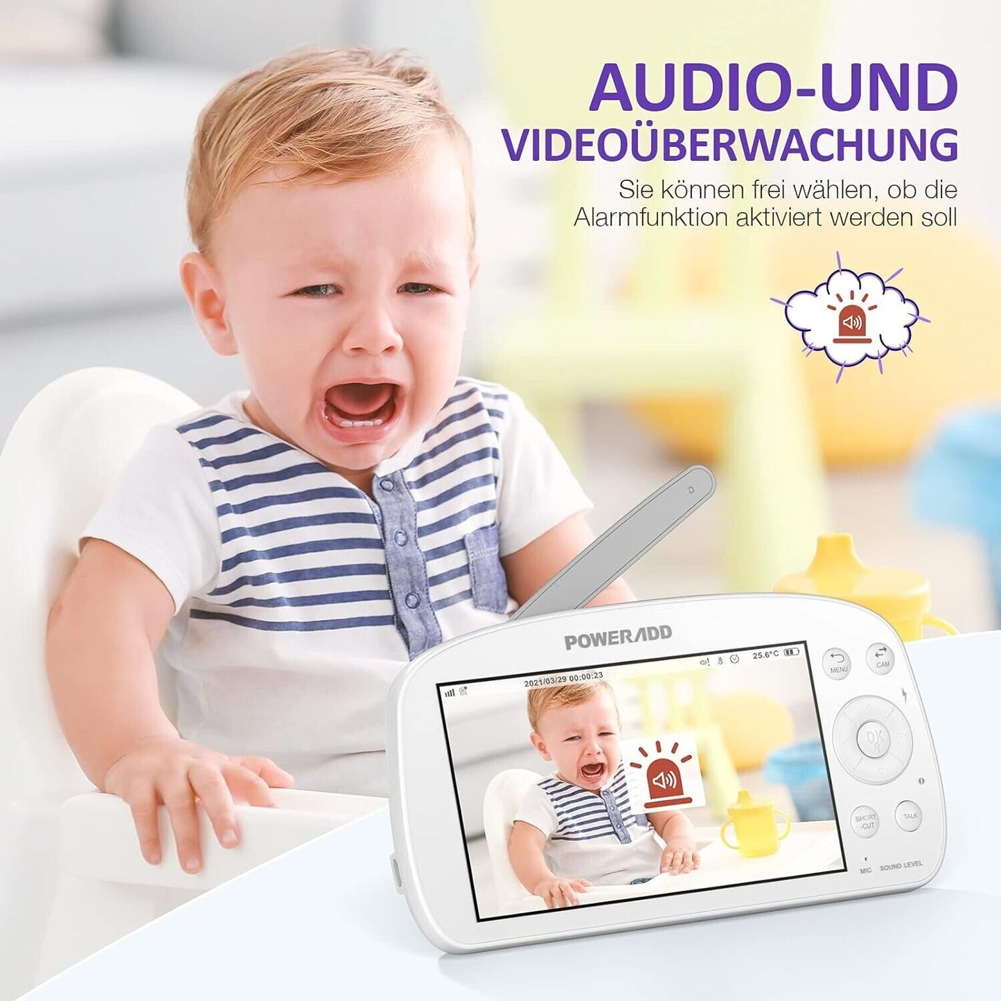 Babyphone mit Kamera 5,5 Zoll Video Baby Monitor 720P HD Farbdisplay, VOX Modus,