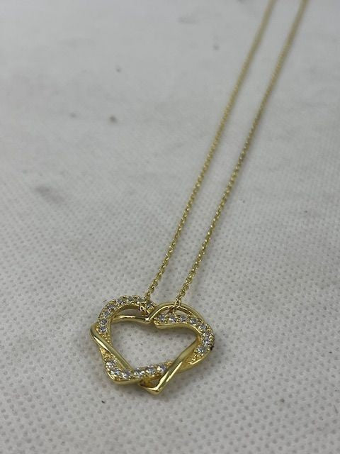 Alice Rosa Damen Halskette 925 Sterlingsilber vergoldet 46 cm Herz Zirkonia