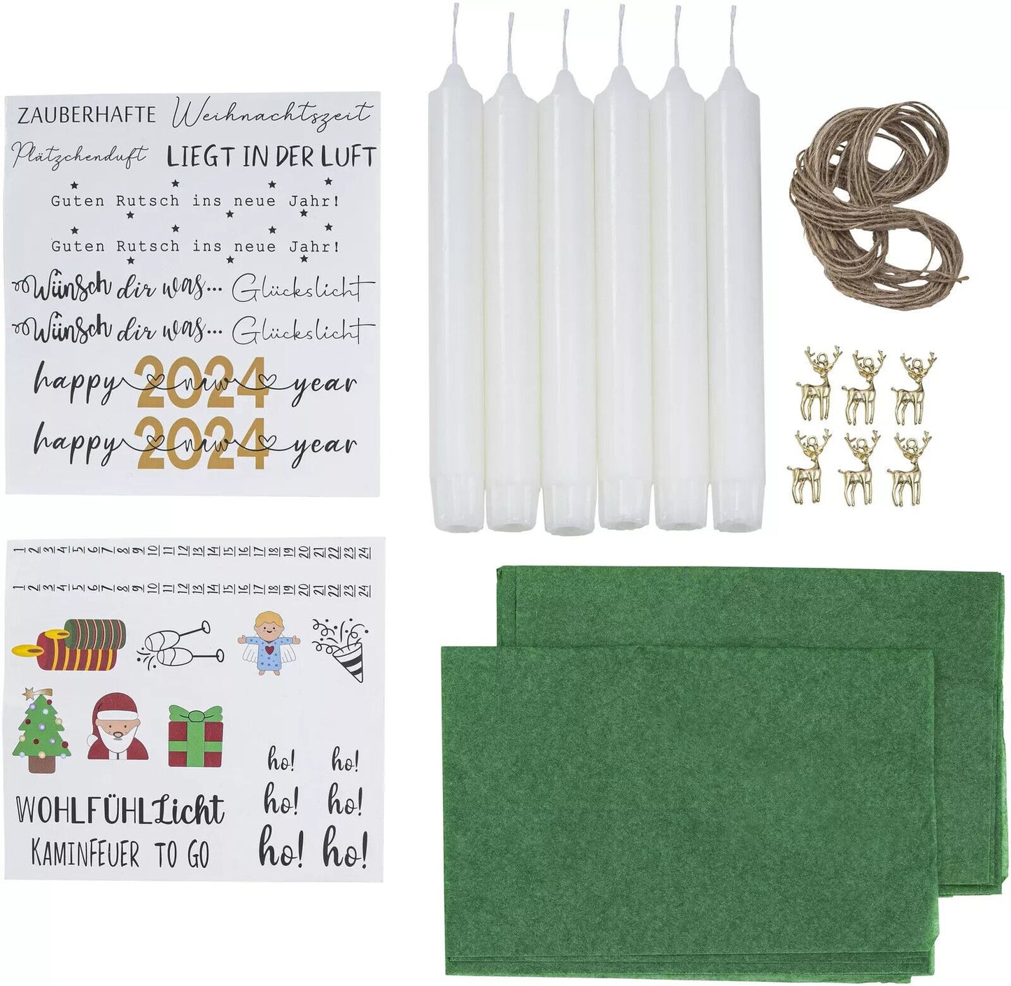 Kerzen-Set mit Tattoovorlagen Weihnachten & Silvester 17-teilig Deko