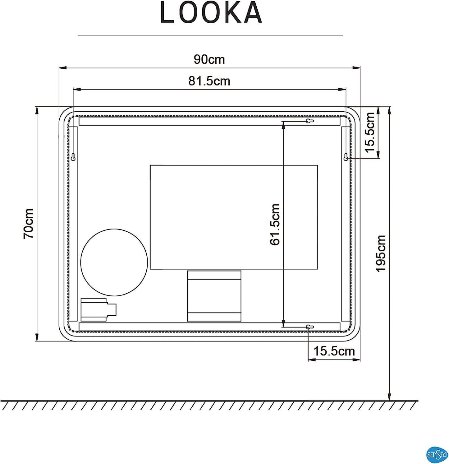 SENSEA LED Badspiegel mit Beleuchtung 90 x 70 cm Hängespiegel Wandspiegel Groß
