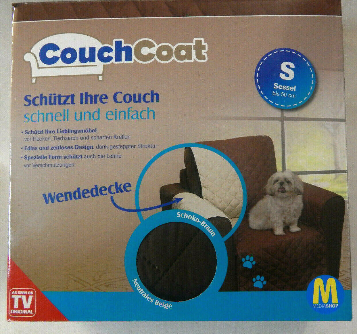 Wende Couch Schoner bei Tierhaltung im Haus Grösse S für Sessel