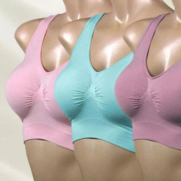 Ahh Bra 3er Set - Größe: XL - Rosa, Türkis, Flieder Damen BH bei 30° Waschbar