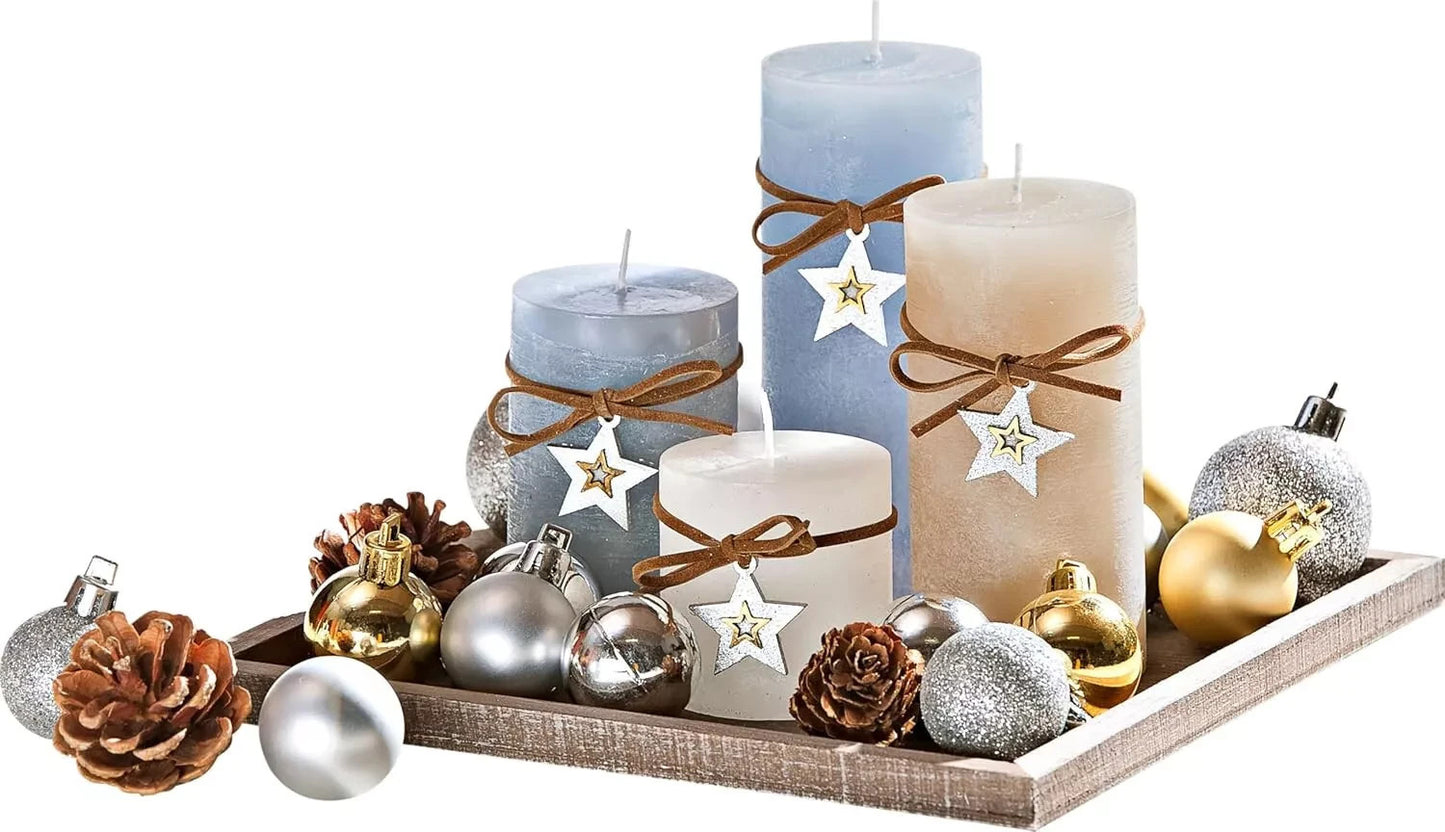 Kerzenset „Weihnachtszauber“ Weihnachts Deko Tablett mit Kerzen Set Advent Deko