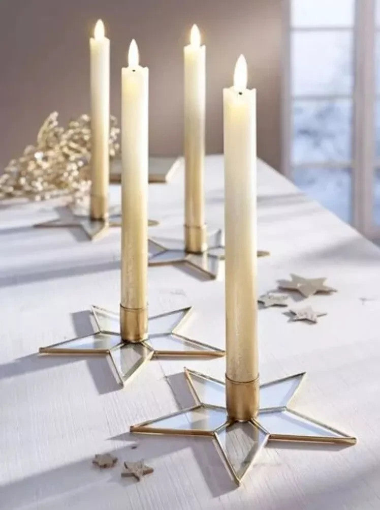 Stabkerzenhalter Glas 2er Set STAR" Dekorativ 2er-Set, Ø je 15 cm Advent Deko