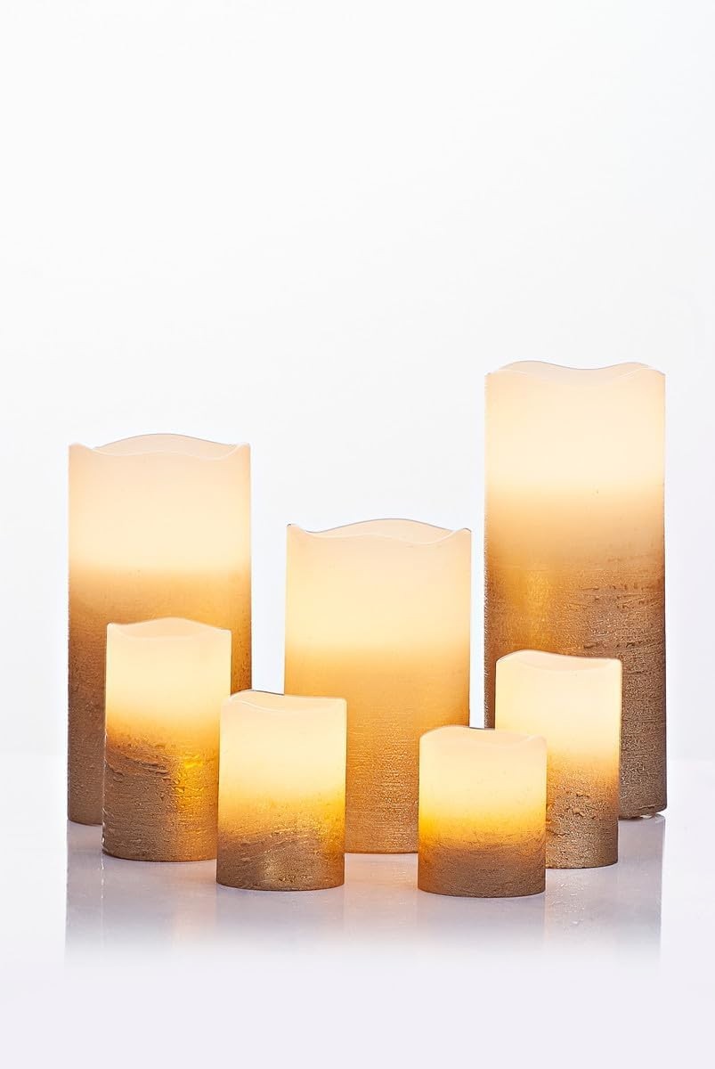 LED-Echtwachskerzen "Glamour", 7er-Set ecru
