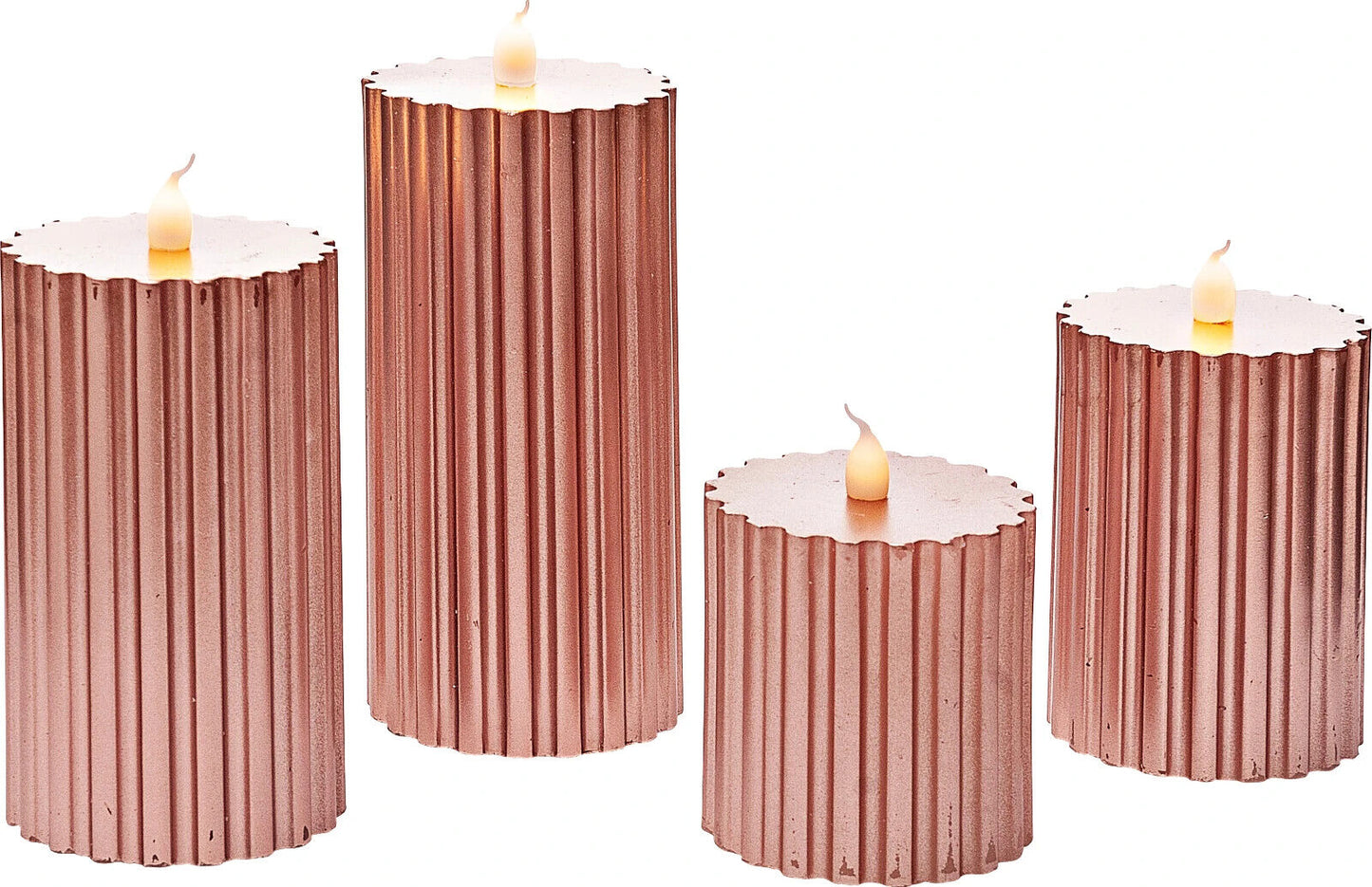 LED-Echtwachskerzen "Shiny Rose" 4er-Set