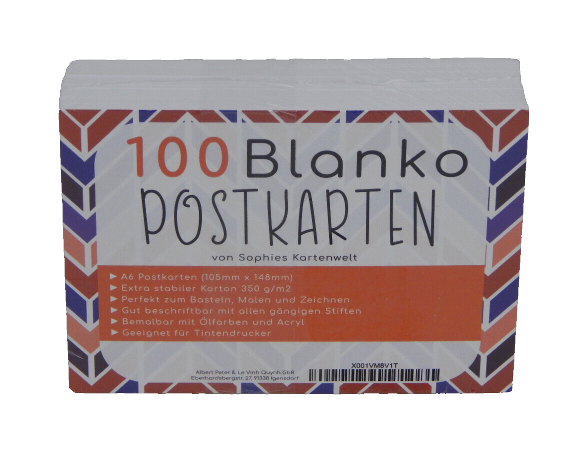 Blanko Postkarten Set mit 100 Karten - Gestalte und bedrucke deine eigenen Karte