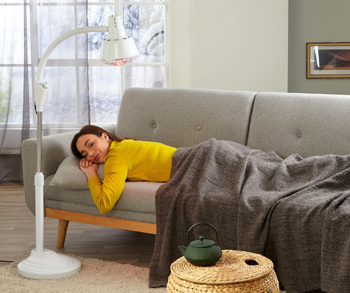 Orbisana Infrarotlampe mit Standfuß 152cm hoch in Weiß