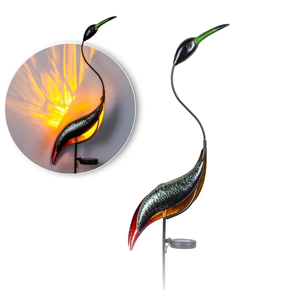 LED Solar Gartenstecker Kranich Reiher 120 cm Solarlampe Gartendeko Solarstecker