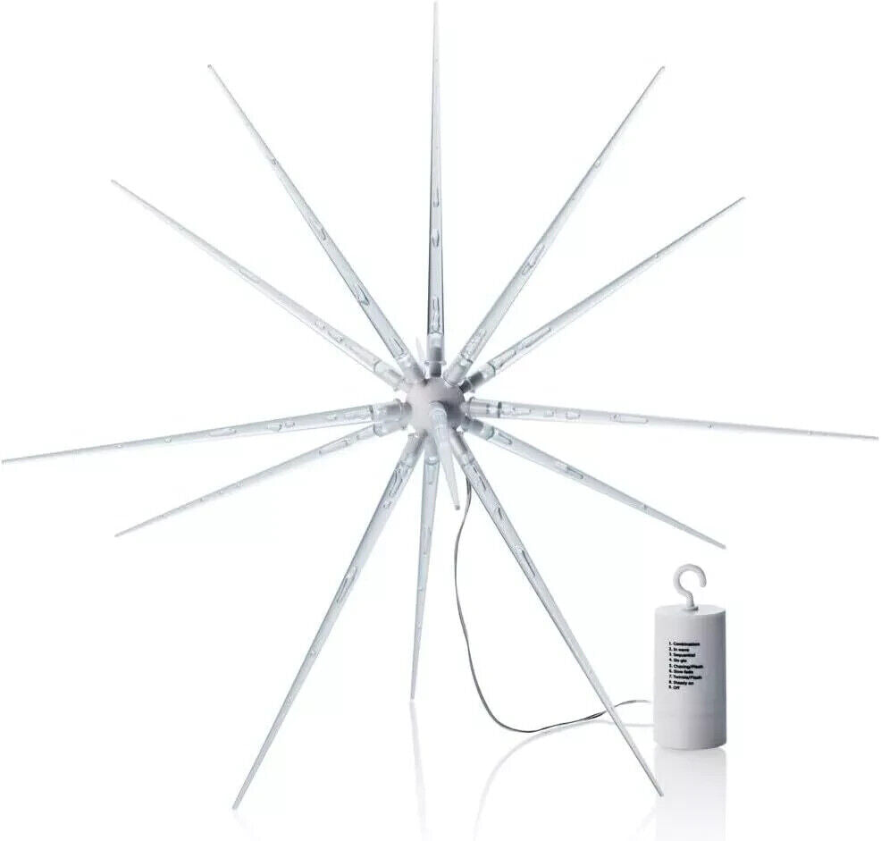 LED Hängedeko Polarstern Weihnachtsstern Winter Dekoration Ø 51 cm silber