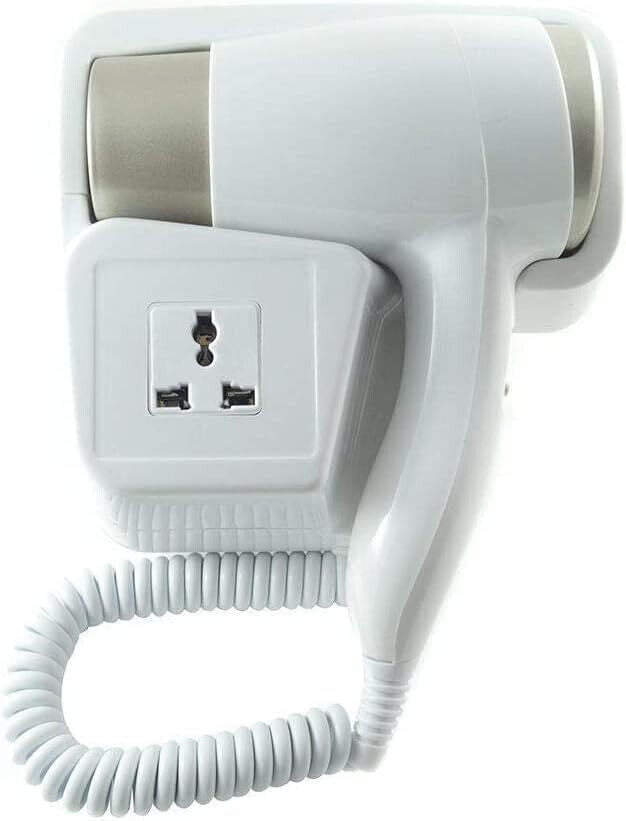 Hotel-Haartrockner 1200W 65dB Hotelföhn Hotelfön Fön Weiss Wandhalterung Stecke