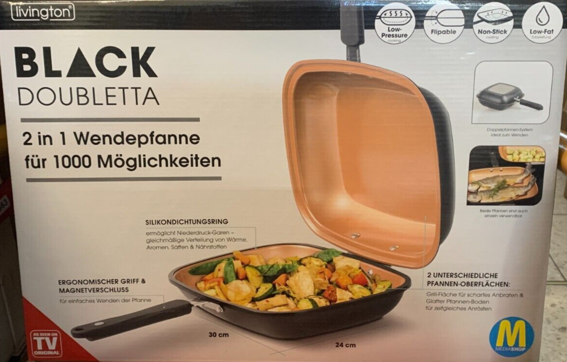 Livington Black Doubletta Wendepfanne inkl. Rezeptheft