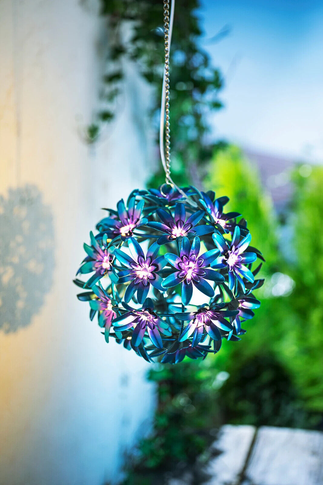 6 Stück Solar-Hängedeko "Flora" (Farbe: blau-gelb- violett