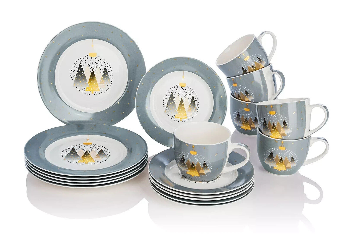 Kaffeeservice Noel 18 tlg. Tannen und Christbaumkugeln Porzellan