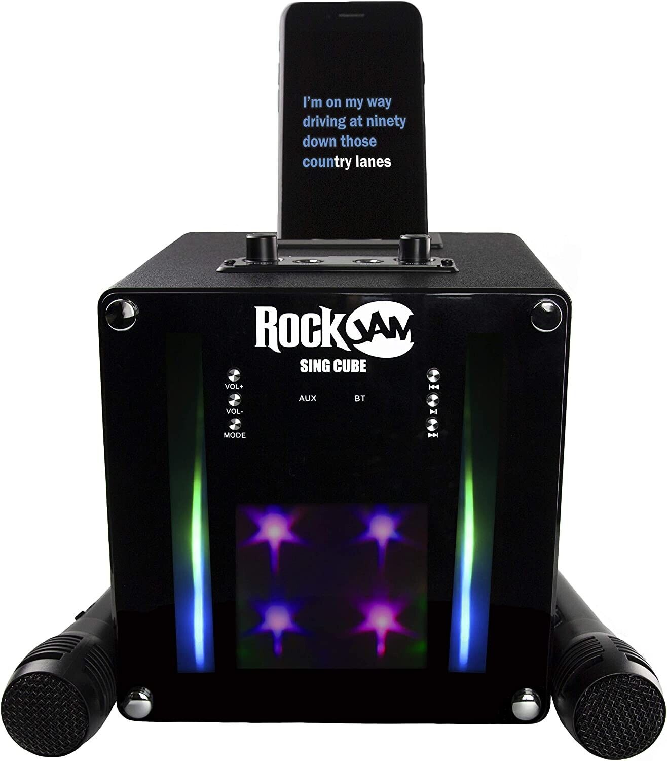 RockJam RJSC01BK Singcube 5-Watt wiederaufladbare Karaoke-Anlagen LED in Schwarz