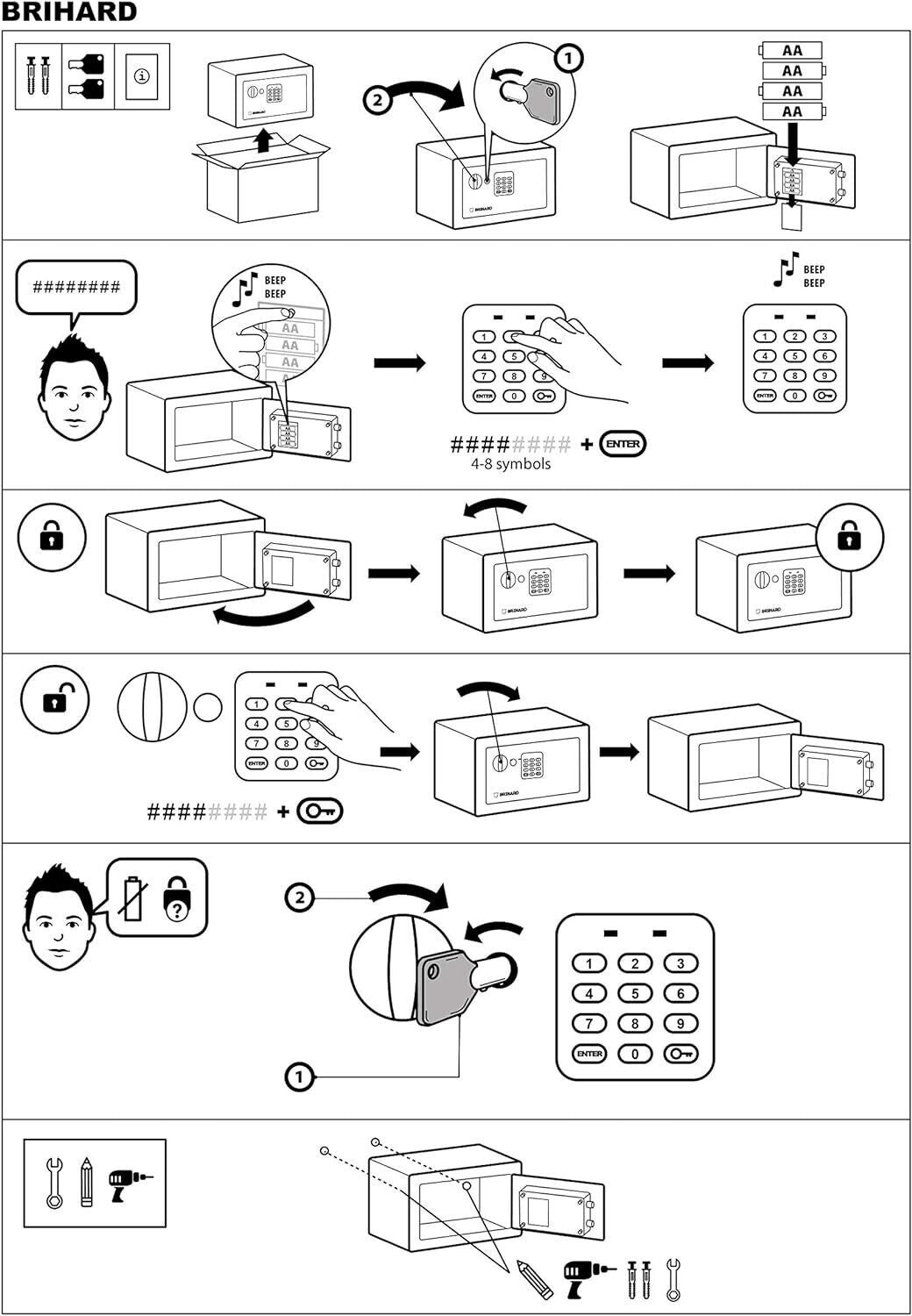 Brihard Home Tresor Safe mit Elektronischem Schloss, 20x31x20cm (HxWxD), Marine