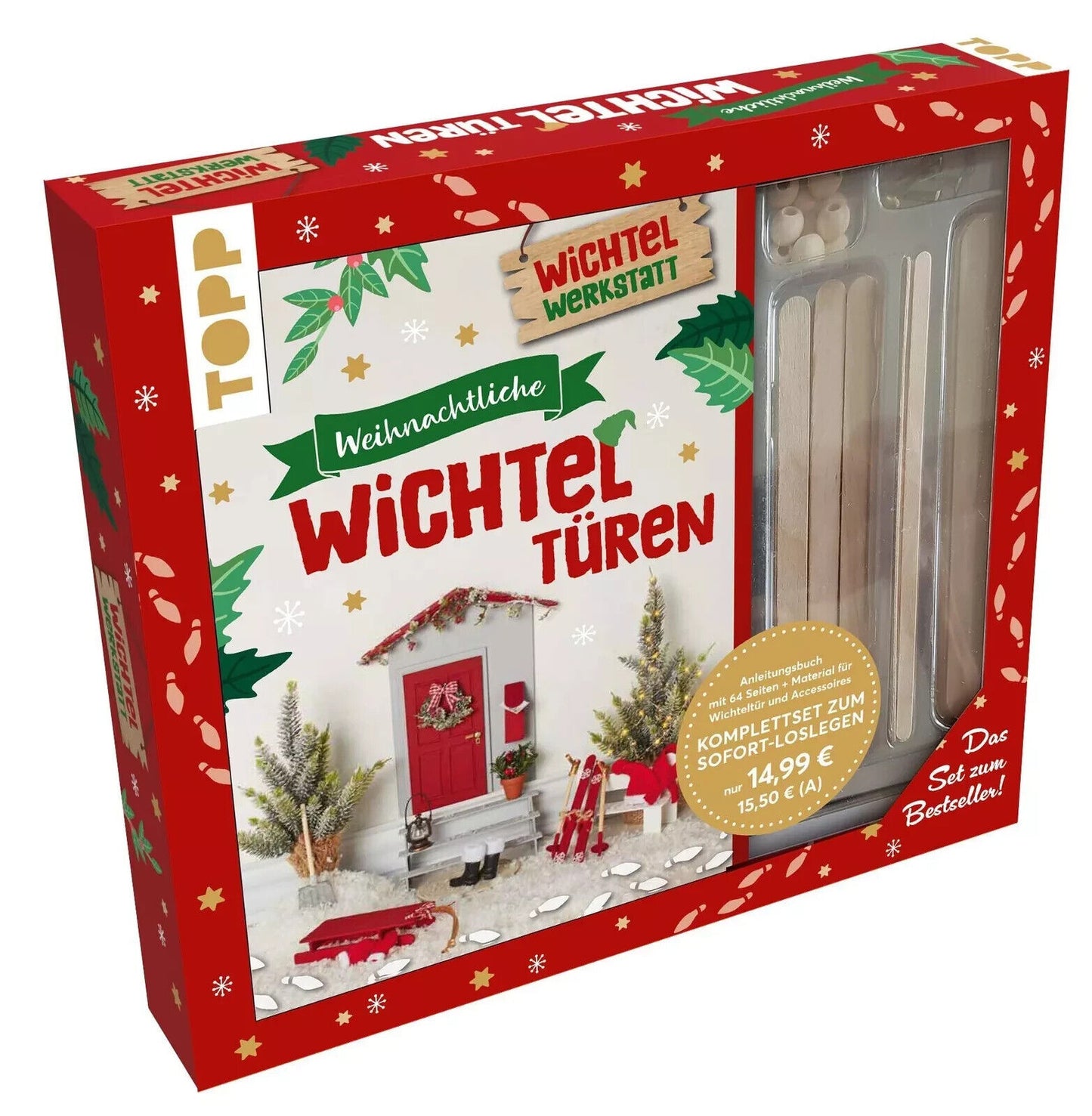 Kreativ-Set Weihnachtliche Wichteltüren. Anleitungsbuch + Material Komplettes Ba