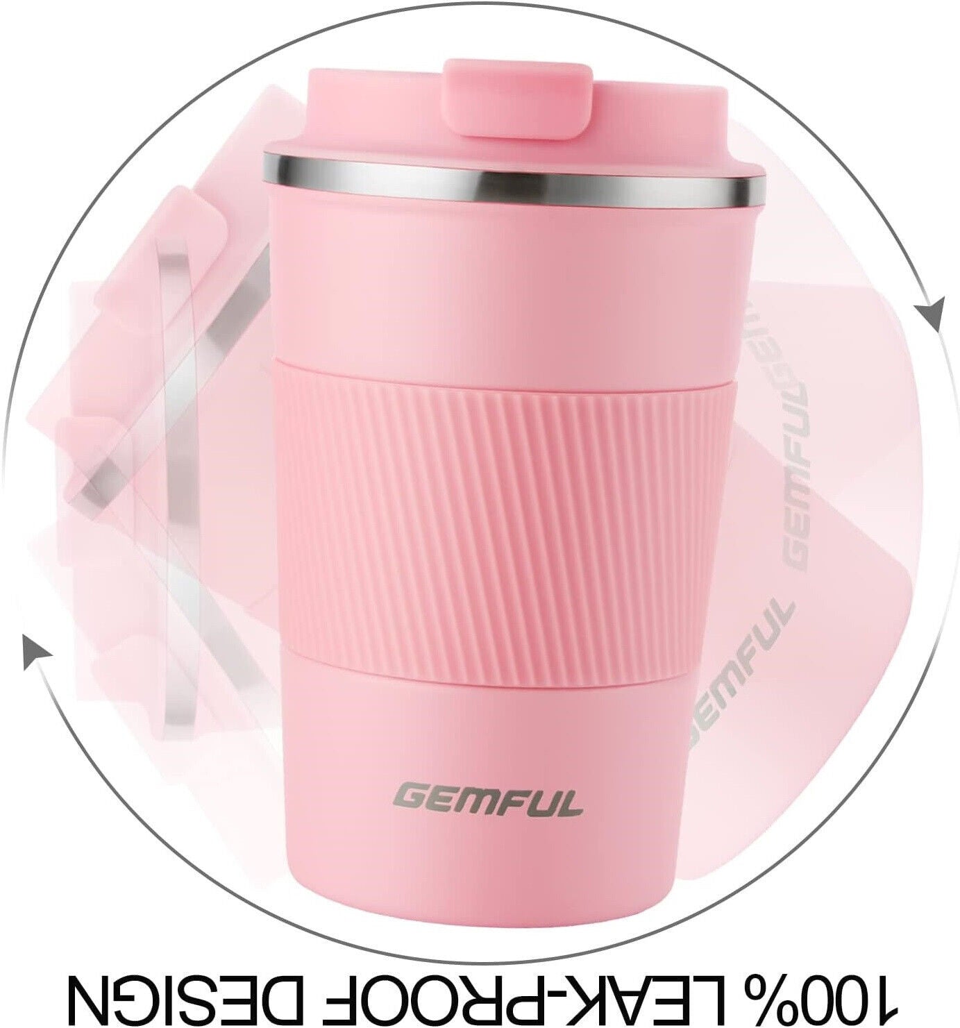 GEMFUL Thermobecher Travel Mug Edelstahl Auslaufsicher Kaffeebecher mit Deckel f