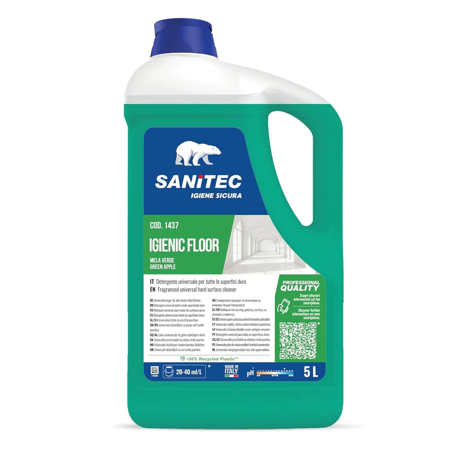 Sanitec Hygienic Floor Bodenreiniger, 5 kg – grüner Apfel und Beeren
