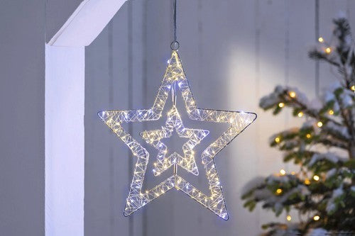 LED-Doppelstern 'Twin' zum Hängen, 150 LEDs Deko LED Advent Weihnachtsdekoration