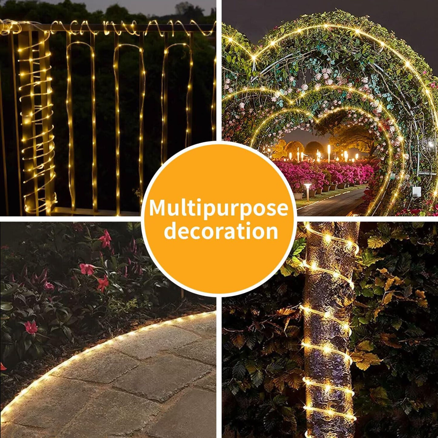400LED 20M Lichterschlauch Aussen, Lichterkette mit Strom, Led Schlauch 8 Modi