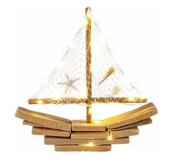 LED-Deko Treibholzboot Wohnungsdeko LED Dekoration Licht Beleuchtung aus Holz