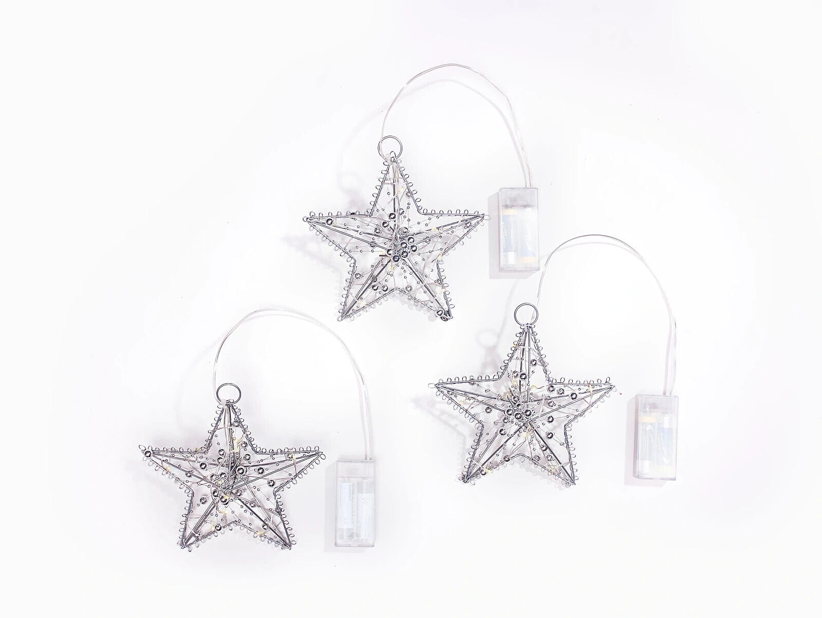 LED-Hängedeko Sterne "Pearl" 3er-Set Weihnachtsdeko Weihnachten Advent Silber