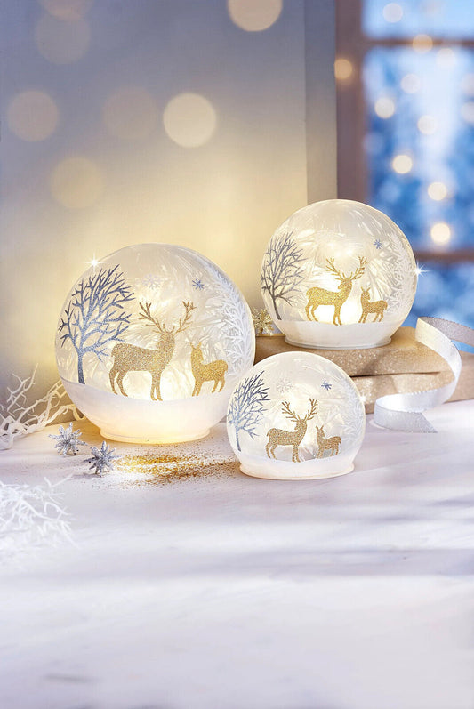 LED-Stimmungskugeln "Winterwald" 3er-Set Advent Deko Weihnachten Dekoration