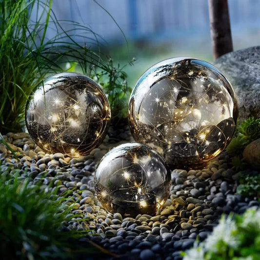 Solarkugeln Smoky 3er-Set anthrazit Solar LED Beleuchtung Garten Dekoration Deko