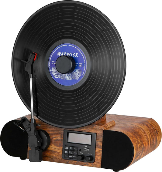 Vertikaler Plattenspieler mit Lautsprecher USB Bluetooth DAB+ Radio Fernbedienun
