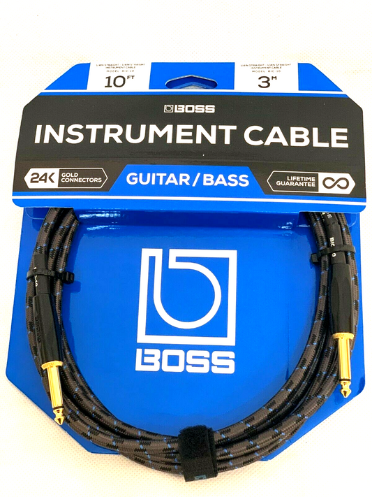 Boss 10'/3m Instrument Cable, straight/gerade 1/4" Jack #bic-10