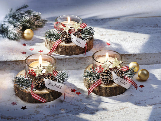 Teelichthalter "Wooden X-Mas " 3er-Set