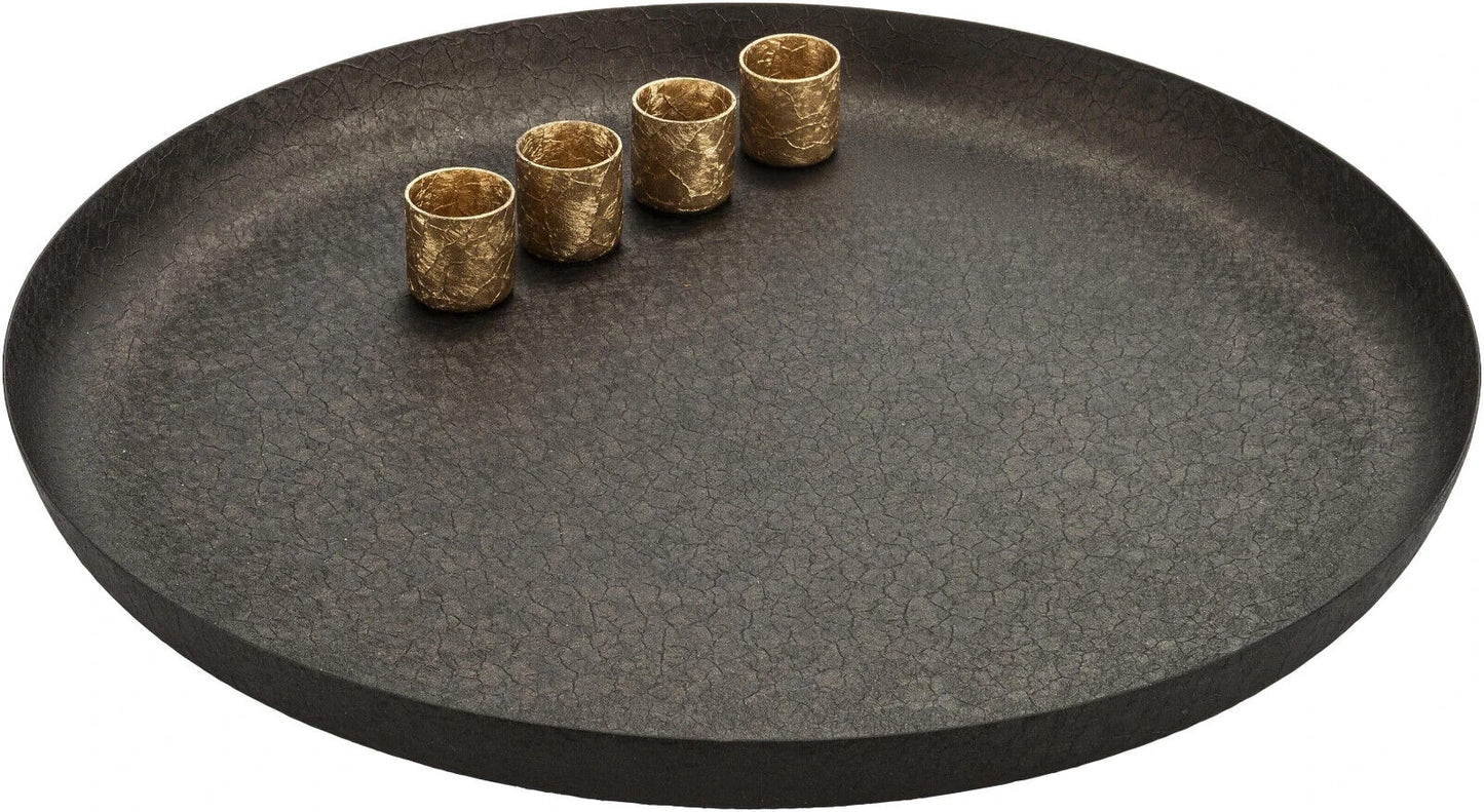 Metall-Tablett mit 4 Magnet-Stabkerzenhaltern, 30cm Kerzenhalter Dekoration