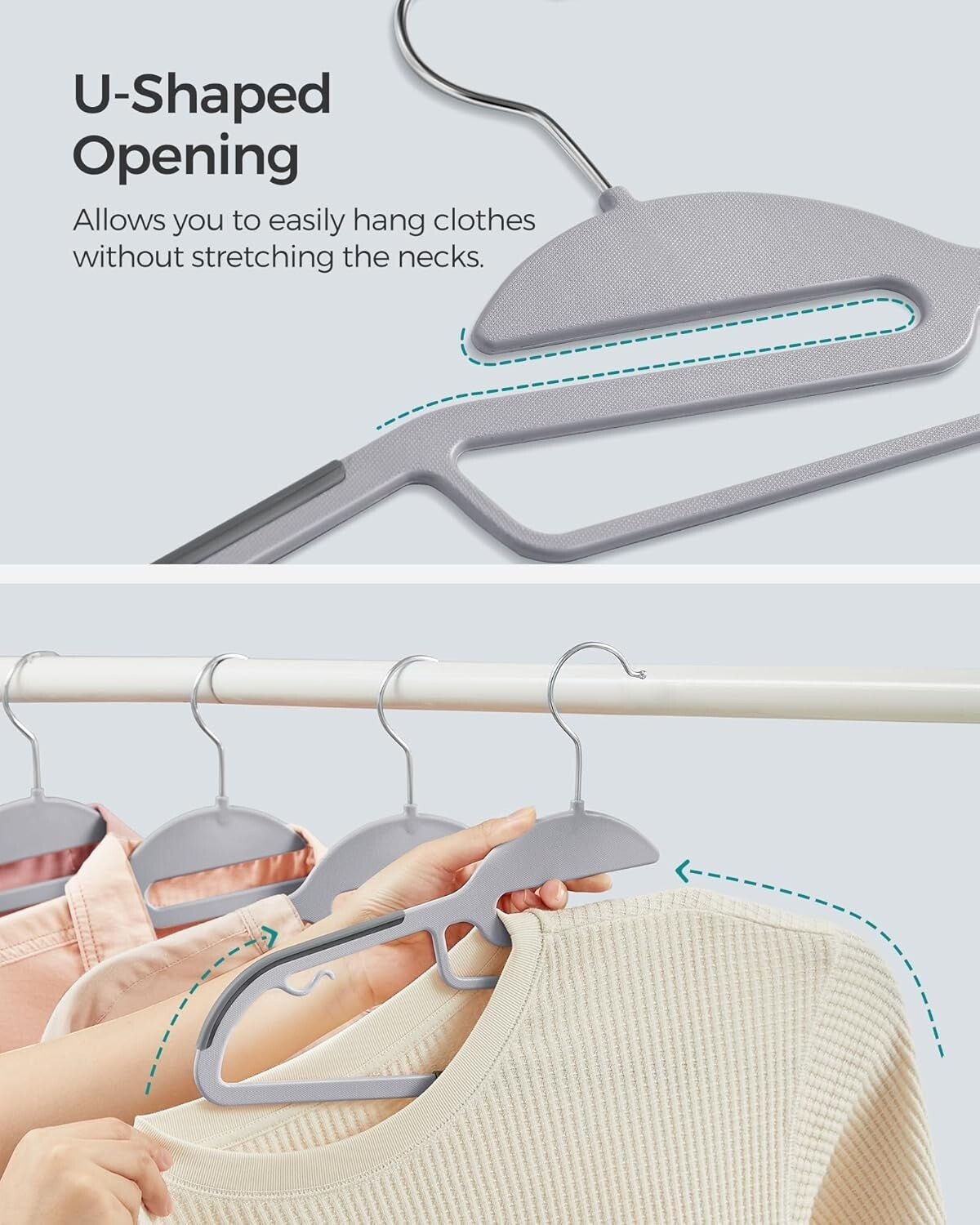 SONGMICS Pack of 15 Plastic Suit Hangers, Heavy Duty, S-Shape Opening, Non-Slip,